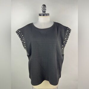 💚 3008. Textured Embellished Pearl Blouse